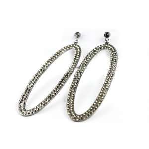  Basketball Wives PAParazzi Large Oval Earrings HEMATITE 