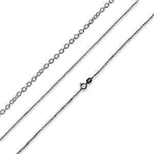   Rhodium Plated Sterling Silver 16 Cable Chain Necklace 1.2mm: Jewelry