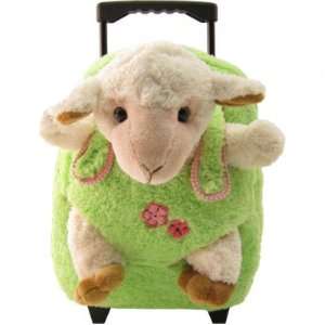 Kids Lime Rolling Backpack With Lamb Stuffie  Affordable Gift for your 