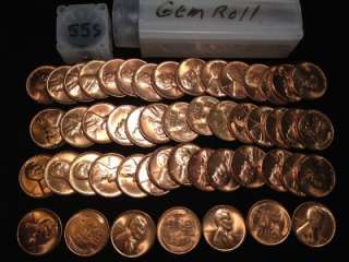 1955 S CHOICE BRILLIANT UNCIRCULATED ROLL OF LINCOLN WHEAT CENTS 