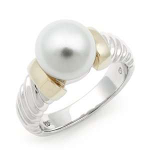   Twisted Sterling Silver Ring with 14K Yellow Gold Cap Accents: Jewelry