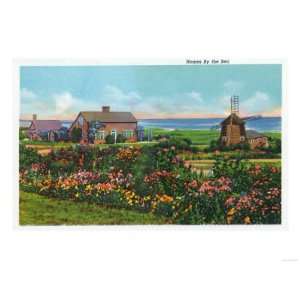 Cape Cod, Massachusetts   View of Homes by the Sea Giclee Poster Print 