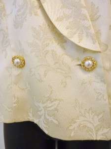   Ivory Brocade Evening Jacket Blouse ~ J.R. NITES by CALIENDO ~ Size 10