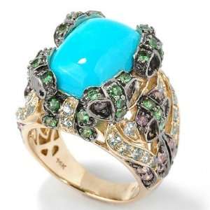  14K Gold Turquoise & Multi Gemstone Ring: Jewelry