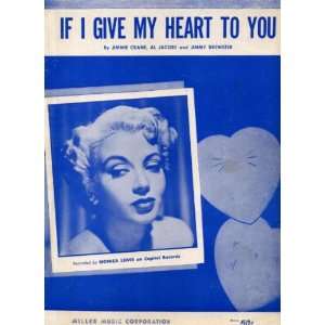 If I Give My Heart to You Vintage 1954 Sheet Music Recorded by Monica 