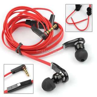 5mm Inear red Headset stereo W/Microphone for Iphone ipod touch  