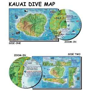 Kauai Dive Map for Scuba Divers and Snorkelers  Sports 