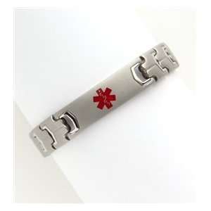 Brushed Stainless Steel Medical Alert Bracelet with Diabetes Engraved 