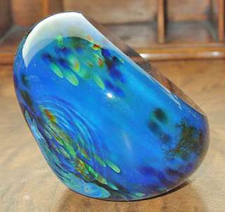 Signed STAFFORD Blue Inscape Geode Paperweight  