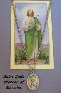 St. Saint JUDE Holy Medal w/Chain Necklace & Holy Card  