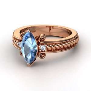  Catelyn Ring, Marquise Blue Topaz 14K Rose Gold Ring with 