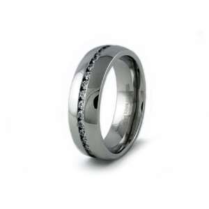Mens Stainless Steel Wedding Ring w/ CZs (Size 8) Available Size: 8 