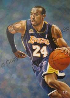 Kobe Bryant   Los Angeles Lakers Original Oil Painting  