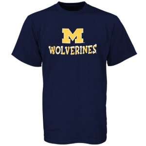  Michigan Wolverines Navy Blue Youth Logo T shirt: Sports 
