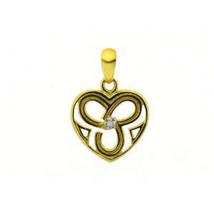  9ct Yellow Gold Celtic Heart Diamond Set Pendant: Jewelry