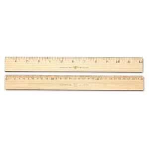 Budget Metric Wood Ruler, Single Metal Edge, 12, Clear Lacquer Finish 