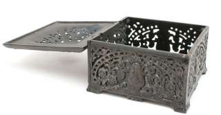 VINTAGE CAST IRON CASKET LACY BOX for JEWELRY  