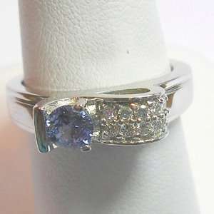  14K White Gold Ceylon Sapphire and Diamond Ring: Jewelry