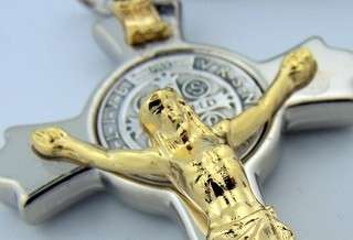   Saint Benedict Exorcism Crucifix Cross Catholic Gold SIlver Free Ship