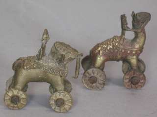 Pair of Southeast Asian Brass Animal Pull Toys c. 1880  