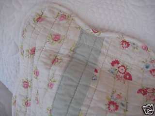 SHABBY BEACH COTTAGE CHIC PINK AQUA WHIMSY ROSES QUILT STANDARD PILLOW 
