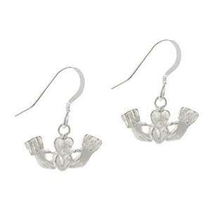   Silver .925 Claddagh Symbol Hand Heart Dangle Love Earrings Jewelry