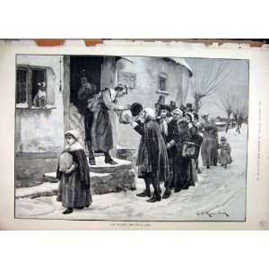  1891 Miller Flour Poor People Steet Scene Snow Print