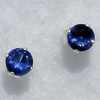 6mm Ceylon Sapphire created Stud Earrings 925 SS 1.5ct  