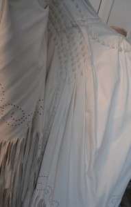 Custom WHITE LEATHER Fur Trim Fringe JACKET CAPE Dress HANDBAG Purse 