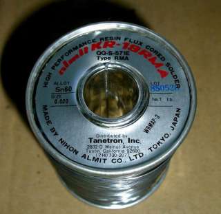 NIHON ALMIT High Performance Resin Flux Core Solder .020 DIA MADE IN 