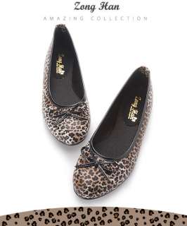   Leopard Style Soft Slip on Comfy Bow Ballet Flat Shoe in Black, Brown