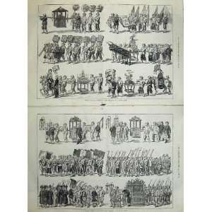  1873 Chinese Marriage Procession Wedding Native Artist 