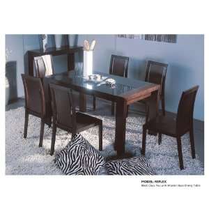  NP Reflex Black Glass Top With Wooden Base Dining Table 