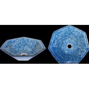  Vessel Sinks, Blue Crystal, Blue/White Glass, Heptagon Vessel 