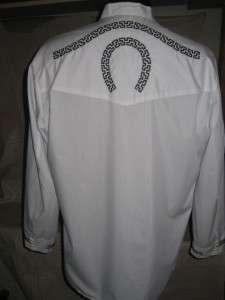 Mens Traditional Stitched Charro Western Shirt White  