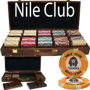 500 Ct Nile Club 10 Gram Ceramic Poker Chip Set w/ Walnut Wooden Case 