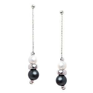 Mille Lucci Italian Sterling Silver White and Black Voyageur Pearl 