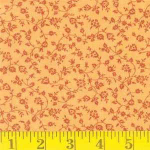  45 Wide Ditzy Flower Vine Tangerine Fabric By The Yard 
