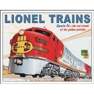  RAILROAD Lionel Train Metal Tin Sign Santa Fe Red