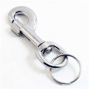 Nickel Plated, Swivel Hook Spring Clip 3 1/2  Key Ring  
