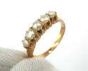 Antique 5 x Pearl & 14K Solid Pink Gold Ring Size 4.5  
