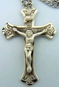 925 Sterling Silver Pectoral Cross Crucifix Pendant  