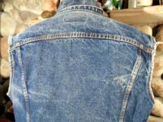 Vtg Levis Mens Jean Vest Blue Denim Jacket Sleeveless Punk Hipster 
