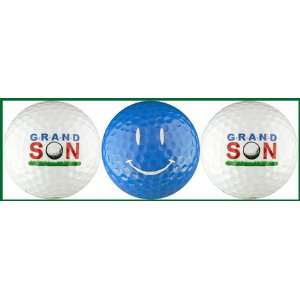   : Grandson Golf Balls w/ Blue Smiley Face Variety: Sports & Outdoors