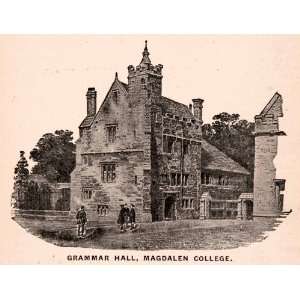  1900 Print Grammar Hall Magdalen College Oxford Cap Gown 