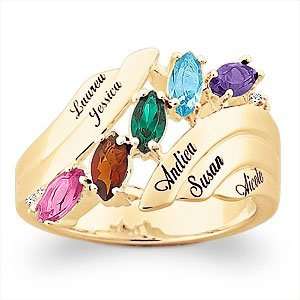   Marquise Birthstone Name Solitaire Ring with Diamond Accent Jewelry