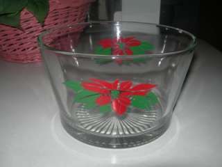 Glass Poinsettia Christmas Snack Bowl  