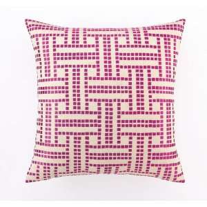  Basket Weave Embroidered Pillow Raspberry