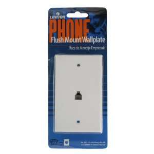   One Piece Flush Mount Phone Jack Wall Plate, White: Home Improvement