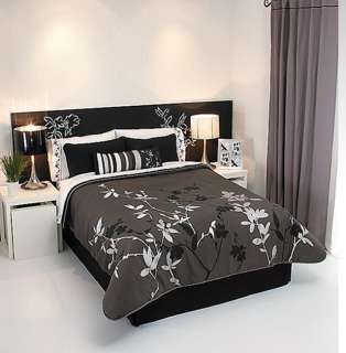 Black Gray Silver Comforter Sheets Bedding Set King 9pc  